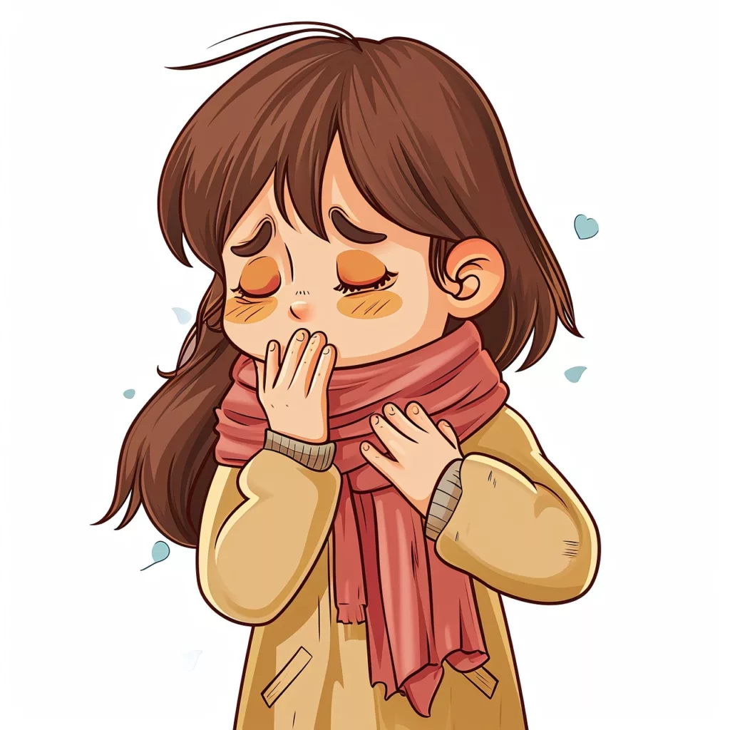 Illustration d'une petite fille qui est malade à cause d'allergies au pollen