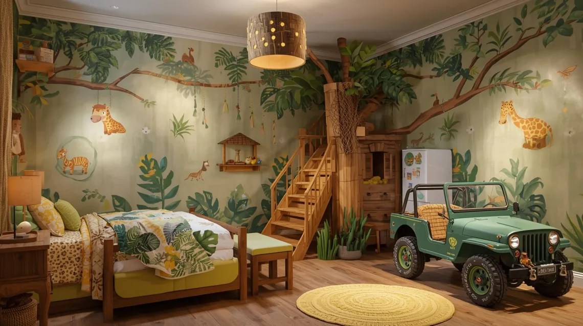 déco chambre enfant thème jungle