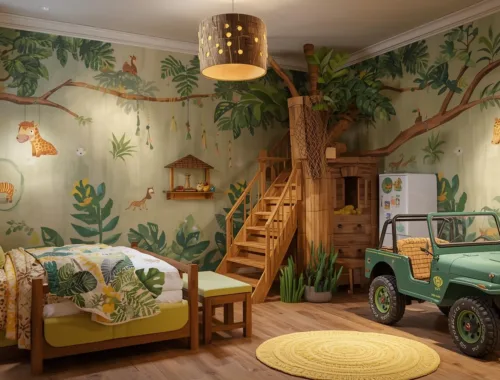 déco chambre enfant thème jungle