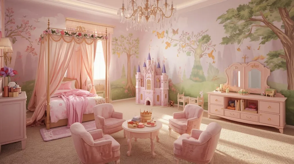 Déco chambre enfant thème royaume des princesses