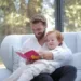 Un papa lit un livre avec son enfant